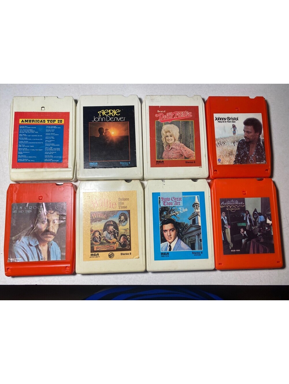 Vintage 8‑Track Tape Lot (20+)Elvis, Dolly Willie, John Denver and more Untested